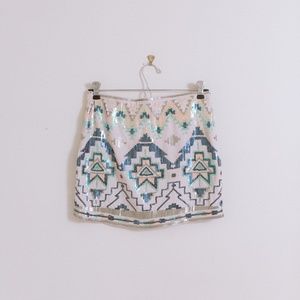 Sequin Tribal Print Mini Skirt
